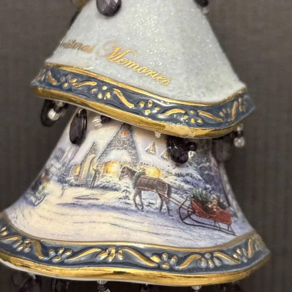 Thomas Kinkade Ornaments, 2 Decorated Christmas Trees, Memories And Gathering